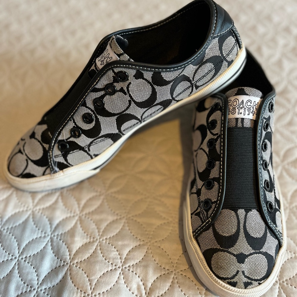 SOLD Coach Black And Gray Signature Sneakers Slip-On Tennis Shoes